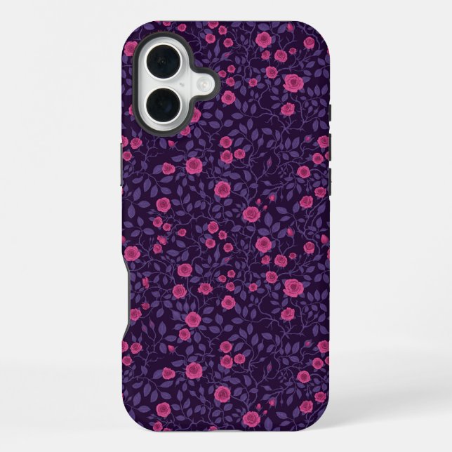 Wild roses in pink and purple iPhone case (Back)
