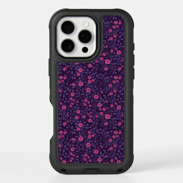 Wild roses in pink and purple otterbox iPhone case (Back)