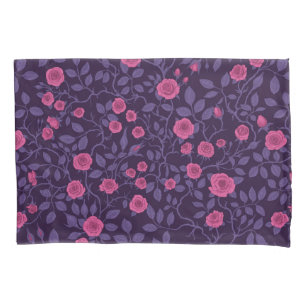 Wild roses in pink and purple pillow case
