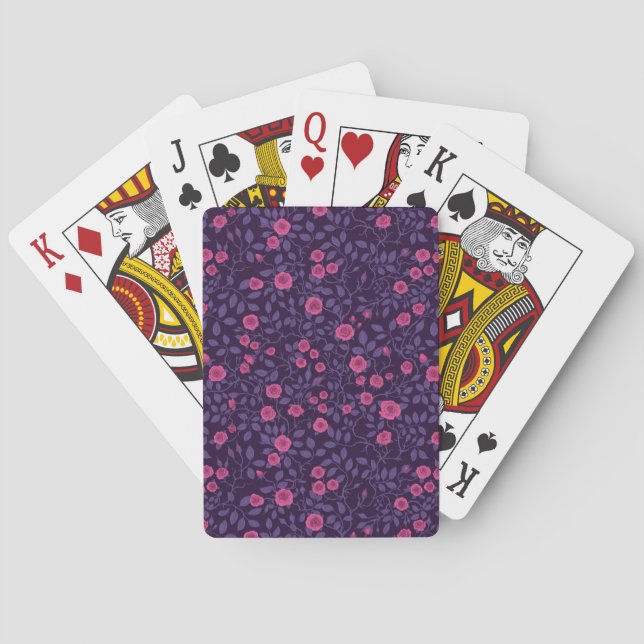 Wild roses in pink and purple poker cards (Back)