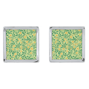 Wild roses in yellow and green cufflinks