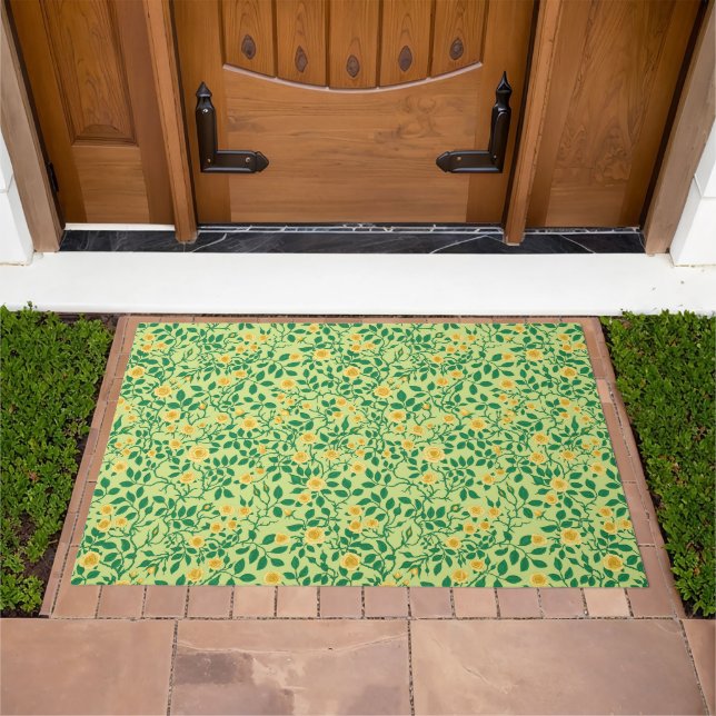 Wild roses in yellow and green doormat (Outdoor)