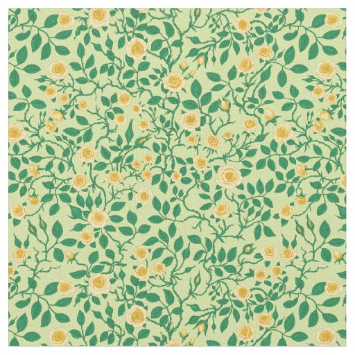 Wild roses in yellow and green fabric