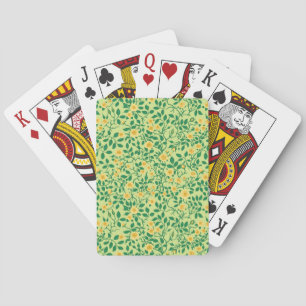 Wild roses in yellow and green poker cards