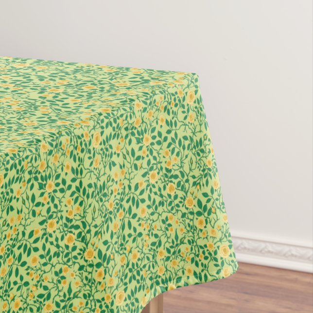 Wild roses in yellow and green tablecloth (In Situ)
