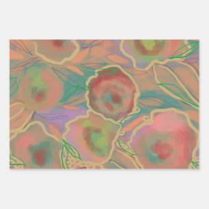 Wild Roses Multicolored Wrapping Paper Sheets