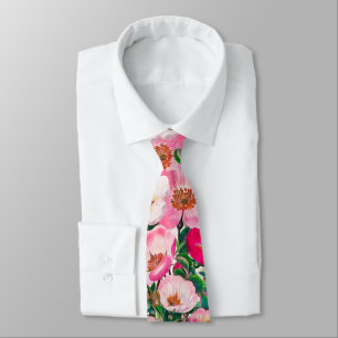 Wild Roses Pattern Neck Tie
