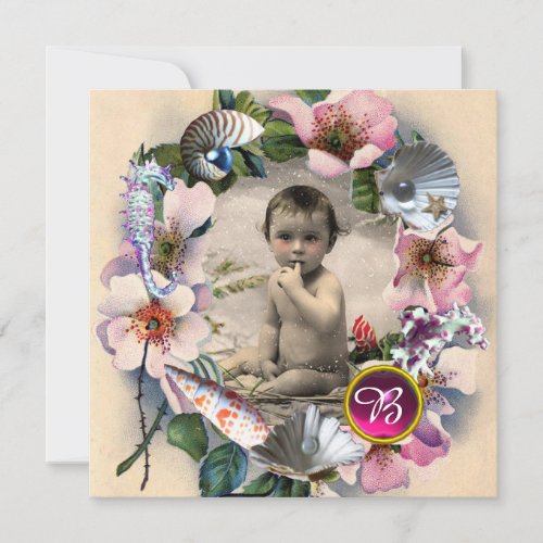WILD ROSES SEA SHELLS BABY SHOWER PHOTO TEMPLATE