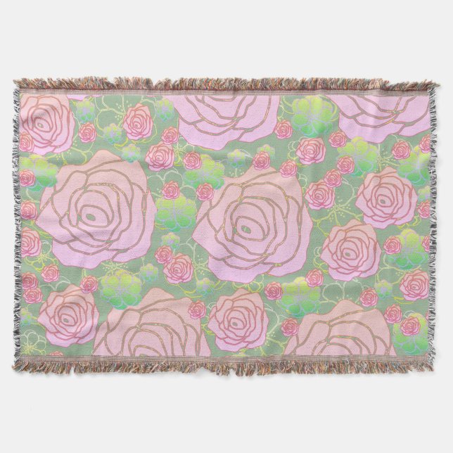 Wild Roses Throw Blanket (Front)