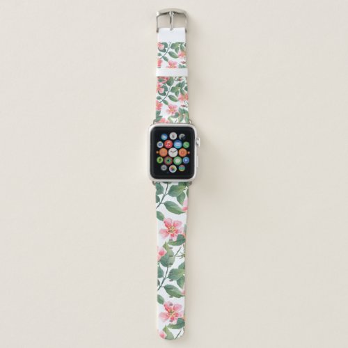 Wild roses watercolor seamless pattern Flowers l Apple Watch Band