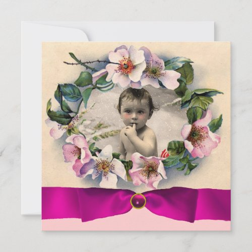 WILD ROSES WITH PINK RIBBON PHOTO TEMPLATE