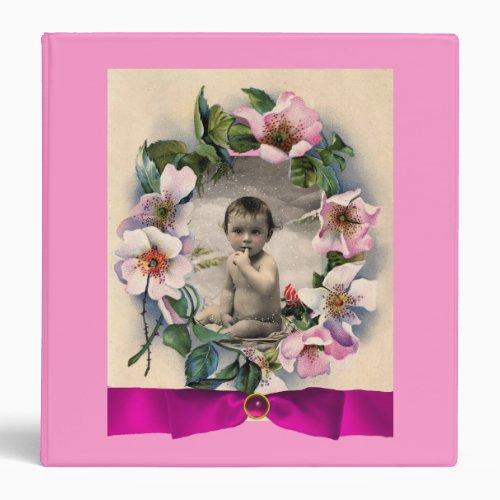 WILD ROSES WITH PINK RIBBON PHOTO TEMPLATE BINDER