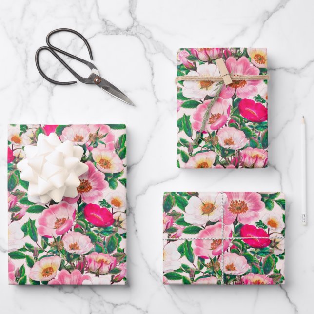 Wild Roses Wrapping Paper Sheets (Front)