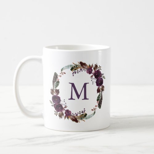 Wild Royal Bloom  Floral Monogram Coffee Mug