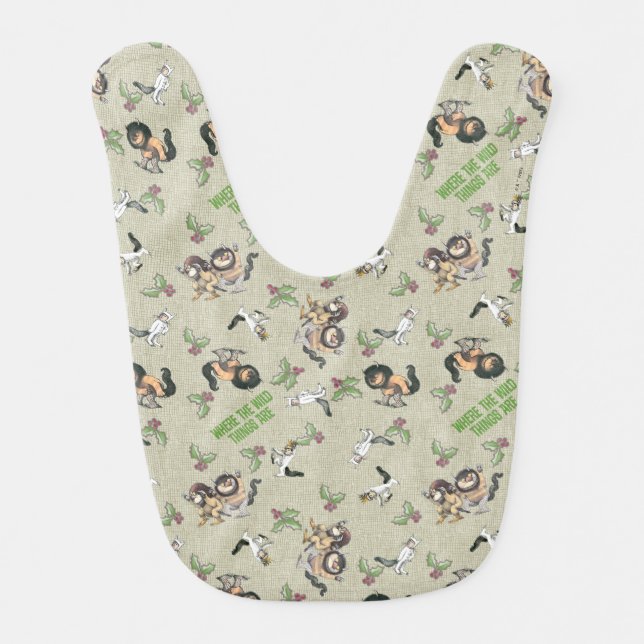 Wild Rumpus Holiday Pattern Baby Bib (Front)