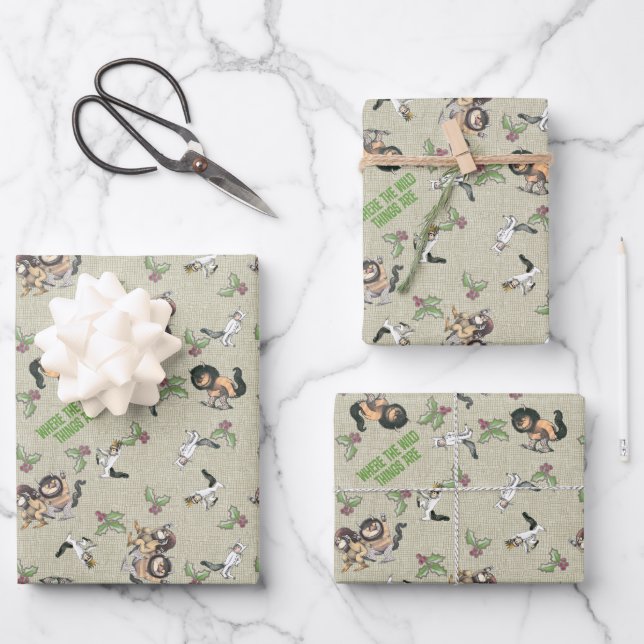 Wild Rumpus Holiday Pattern Wrapping Paper Sheets (Front)