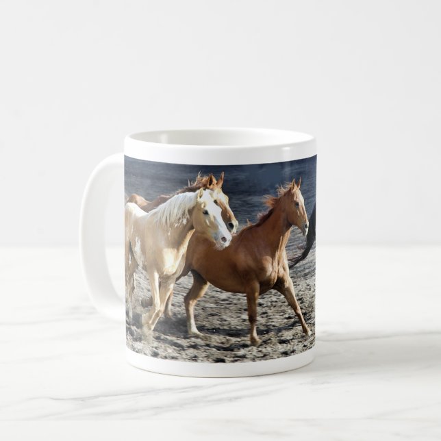 Wild running horses coffee mug (Front Left)