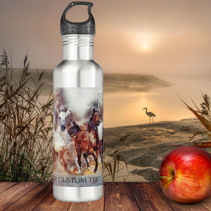 Wild Running Horses Personalized Water Bottle
