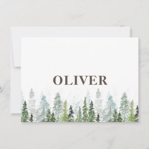 WILD Rustic birth announcement card with trees