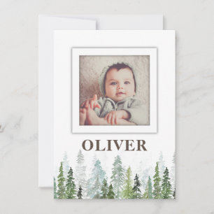 WILD Rustic birth announcement card with trees