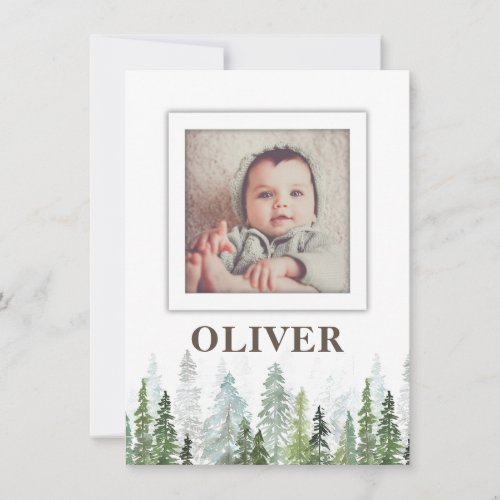 WILD  Rustic birth announcement card with trees