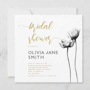 Wild Rustic Elegant Black White Gold Bridal Shower Invitation