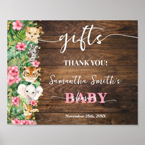Wild Rustic Safari Pink Flowers Gifts Baby Shower