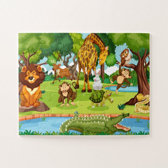 Wild Safari Adventure: A Vibrant Animal Kingdom Jigsaw Puzzle (Horizontal)