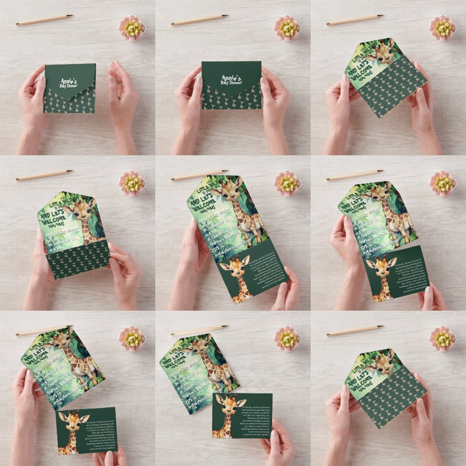 Wild Safari Adventure: Unique Baby Shower All In One Invitation