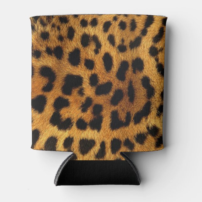 wild Safari animal black and brown cheetah print Can Cooler (Front)