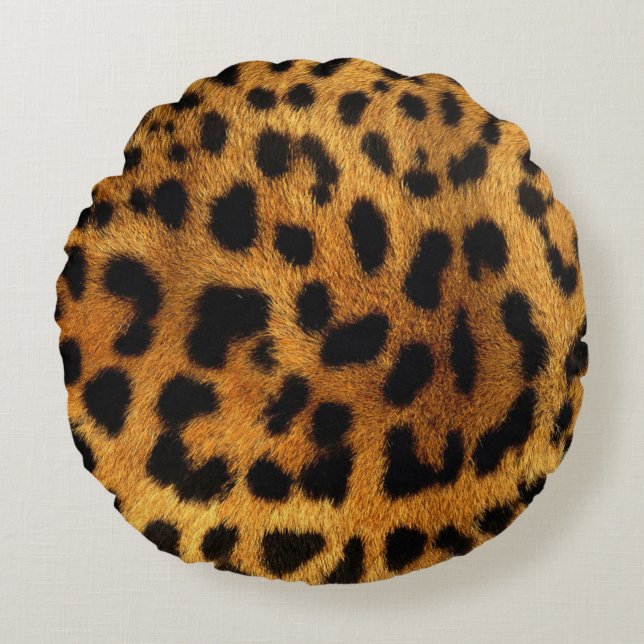 wild Safari animal cheetah girly leopard print Round Pillow (Front)