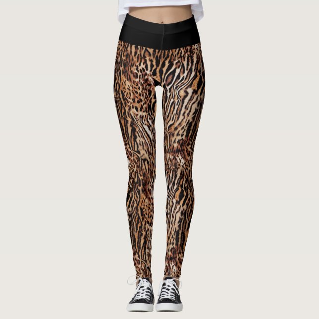 Wild Safari Animal Print Pattern Leggings (Front)