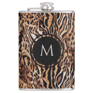 Wild Safari Animal Print with Your Monogram Flask
