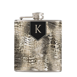 Wild Safari Animal Print with Your Monogram Flask