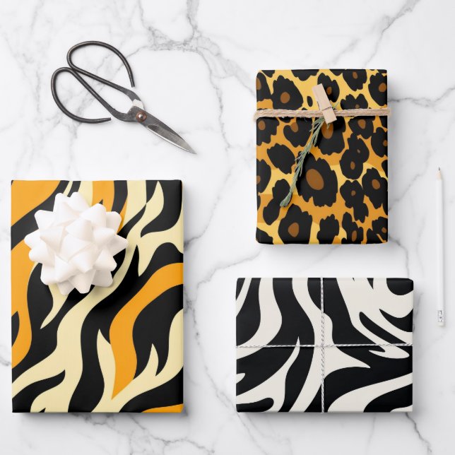 Wild Safari Animal Print Wrapping Papers Wrapping Paper Sheets (Front)