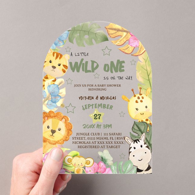 Wild Safari Animals Baby Shower Acrylic Invitations (Insitu (Handheld))