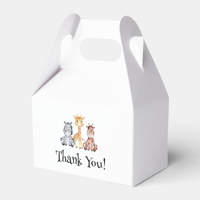 Wild Safari Animals Baby Shower Favor Box (Front Side)