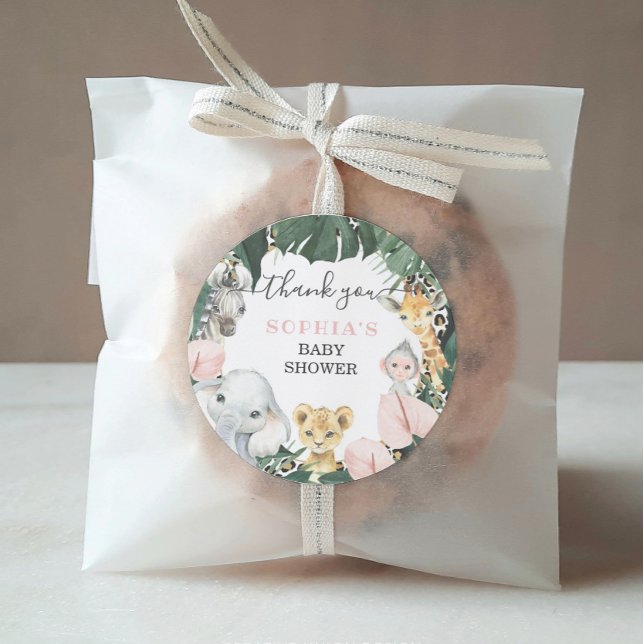 Wild Safari Animals Baby Shower Favor Sticker (Creator Uploaded)