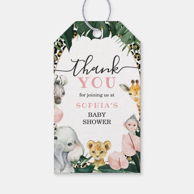 Wild Safari Animals Baby Shower Favor Tag (Front)