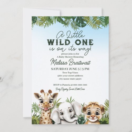 Wild Safari Animals Baby Shower Invitation