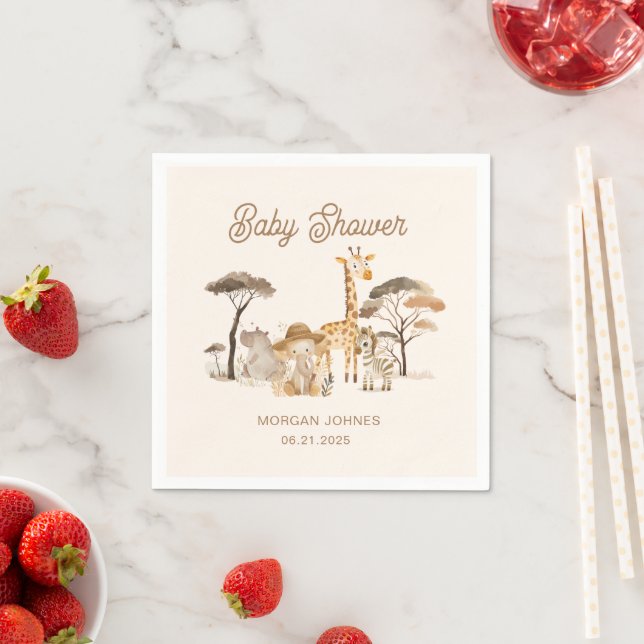 Wild Safari Animals Baby Shower Napkins (Insitu)