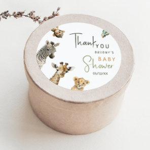 Wild Safari Animals Baby Shower Thank You Favor Cl Classic Round Sticker