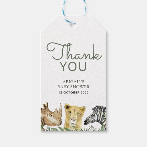 Wild Safari Animals Baby Shower Thank You Gift Tags