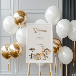 Wild Safari Animals Baby Shower Welcome Sign