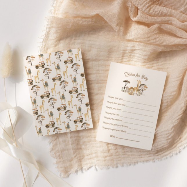Wild Safari Animals Baby Shower Wishes for Baby Enclosure Card (Creator Uploaded)