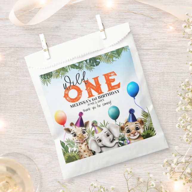 Wild Safari Animals Birthday Party Favor Bag (Clipped)