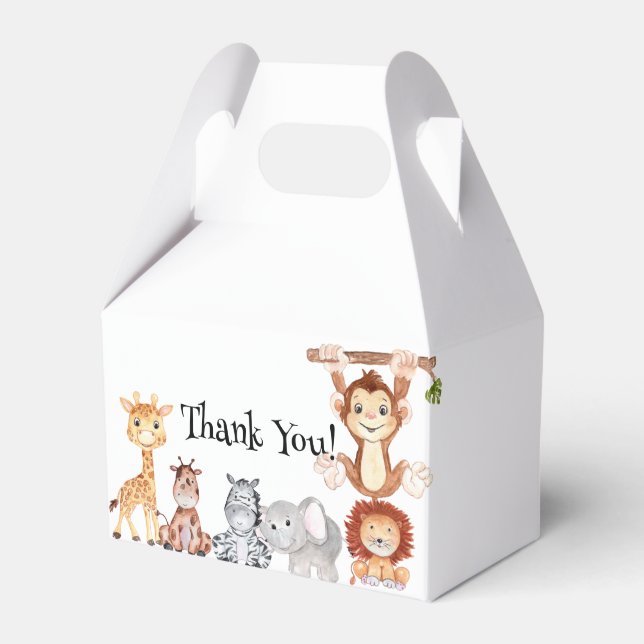 Wild Safari Animals Birthday Party Favor Box (Front Side)