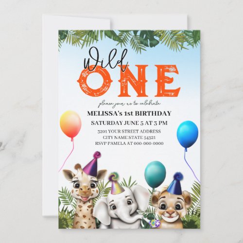 Wild Safari Animals Birthday Party Invitation