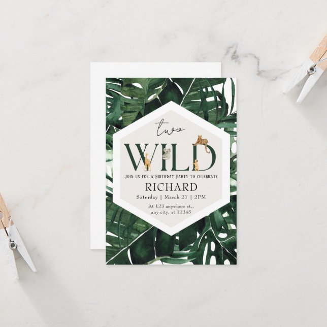 Wild Safari Animals Birthday Party Invitation (Front/Back In Situ)