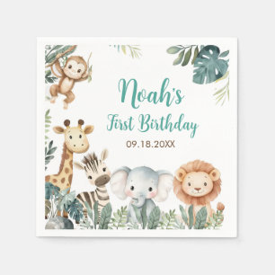 Wild Safari Animals Birthday Party Napkins